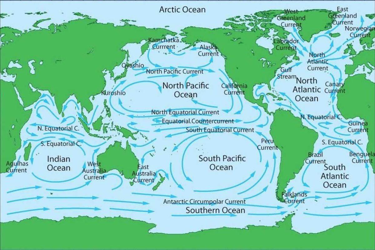 Схема поверхностных течений Тихого океана